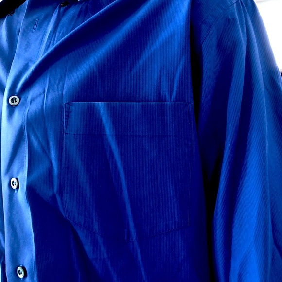 HUGO BOSS men’s royal blue Size 44 chest 17” Neck long sleeve dress shirt - Picture 6 of 7